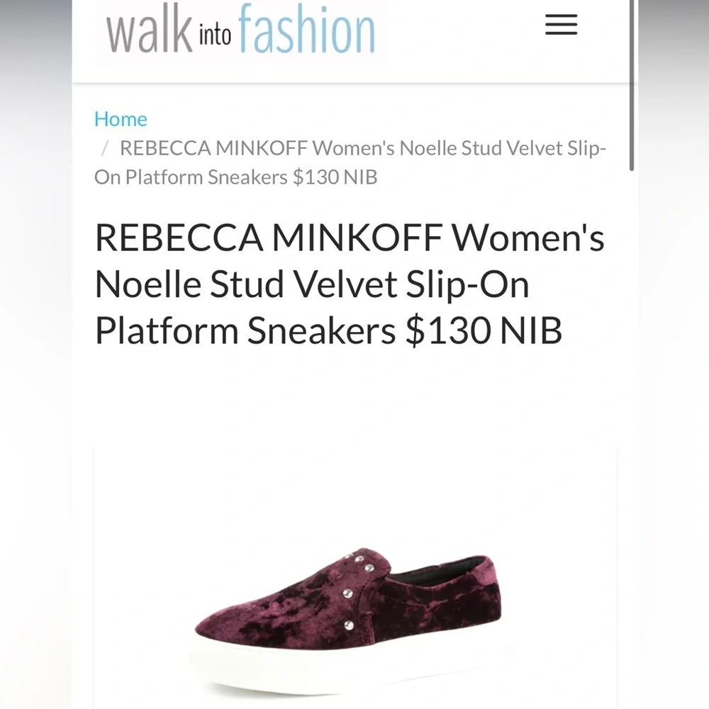 NOELLE Rebecca Minkoff Maroon Velvet‎ Studded Slip On Platform Sneaker
